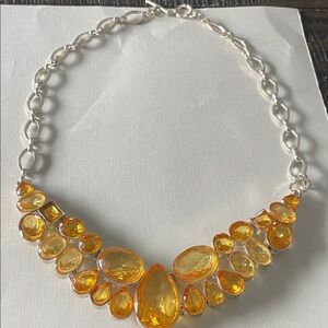 Vintage Yellow Citrine Gemstone Statement Necklace